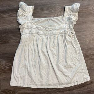 LOFT Cream Flutter Sleeve Blouse